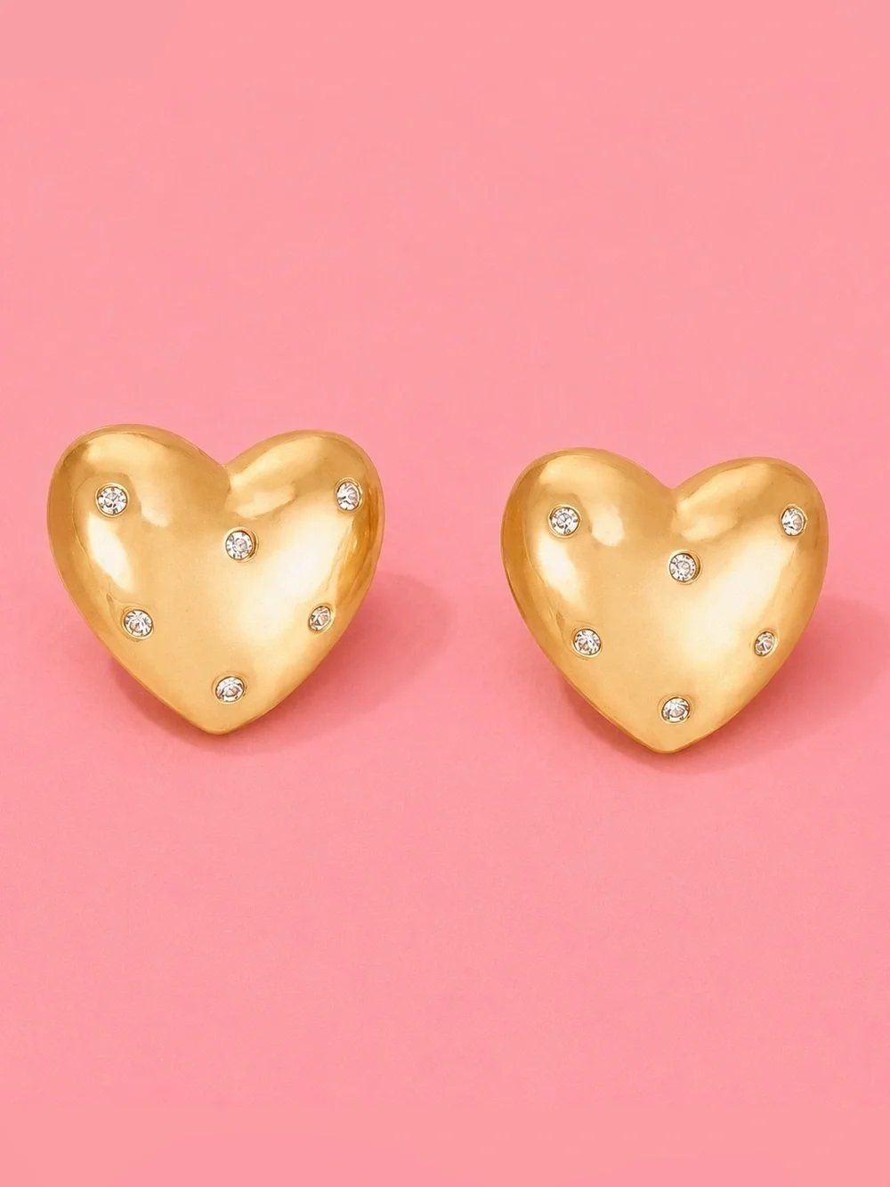 Gold Heart Crystal Earrings